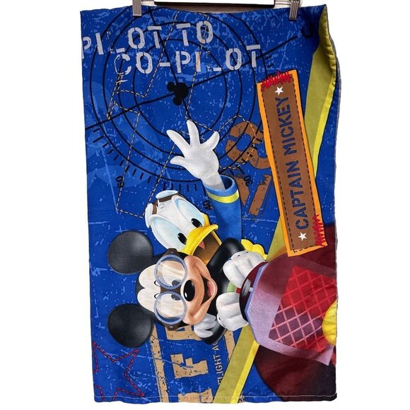 Disney Mickey Mouse Donald Duck Pilot Co-Pilot MMC Blue Pillow Case Standard - Picture 1 of 5